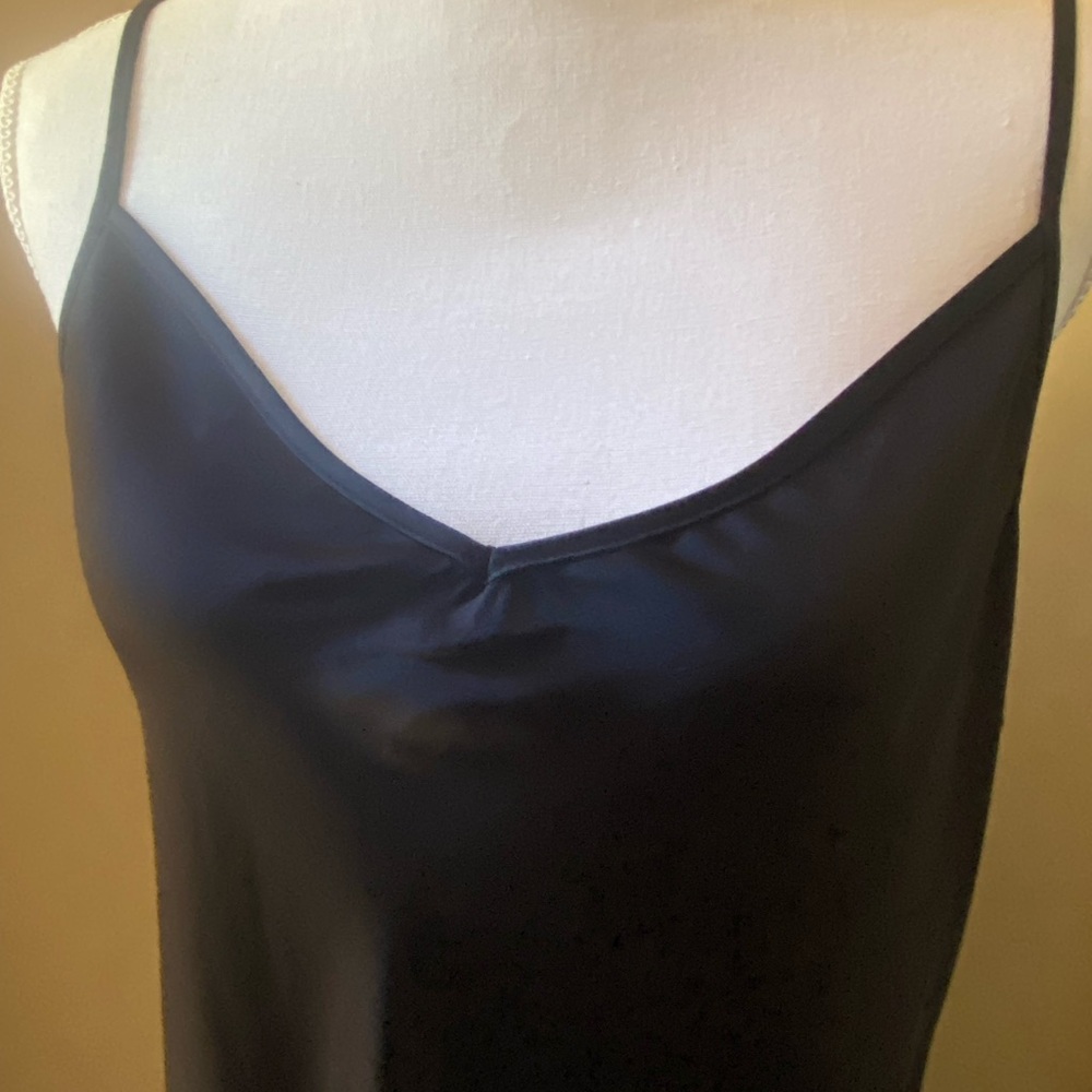 Elegant Black Satin Slip MIDI Dress Adjustable Strap size L NEW